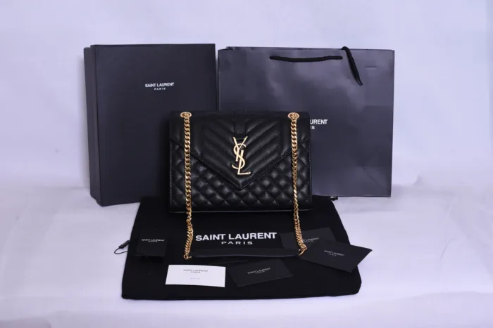 YSL Black Texture Leather Bag - Image 6