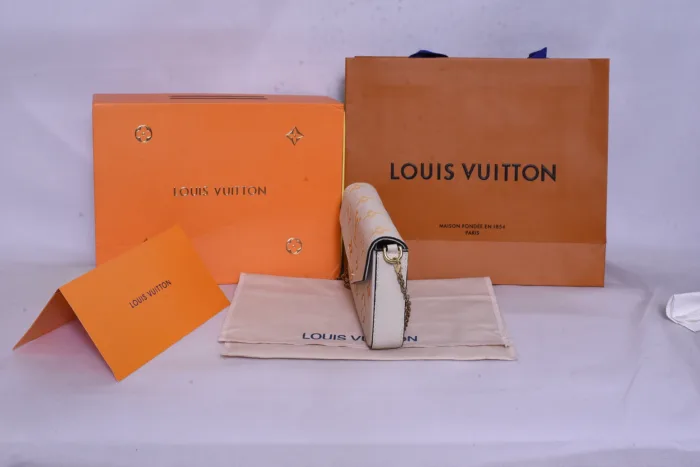 LV Logo Pattern White Mini Purse Bag - Image 4