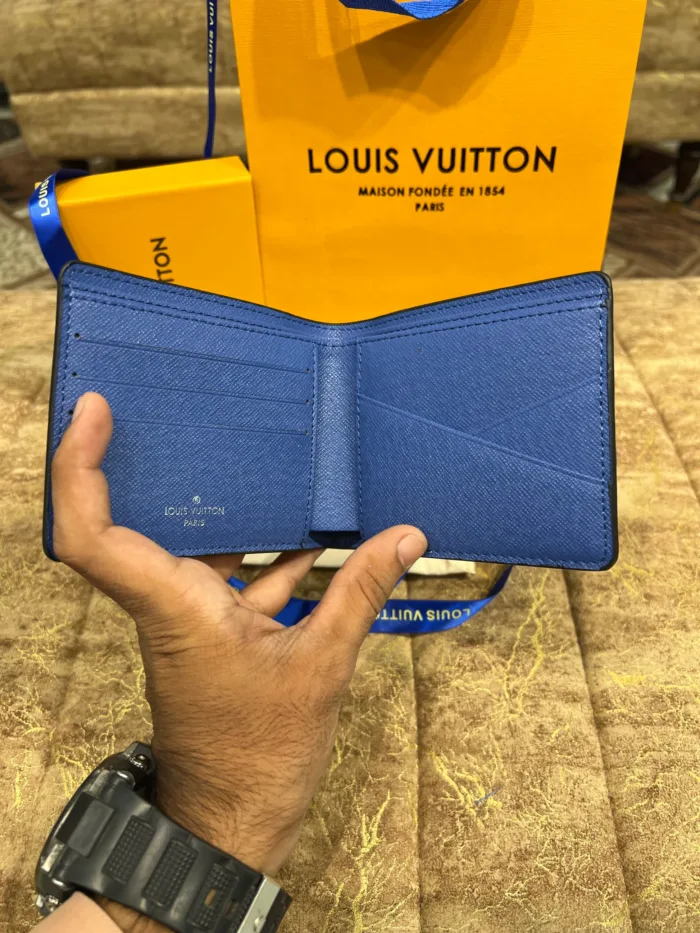 LV Blue Logo Printed Wallet - Image 5