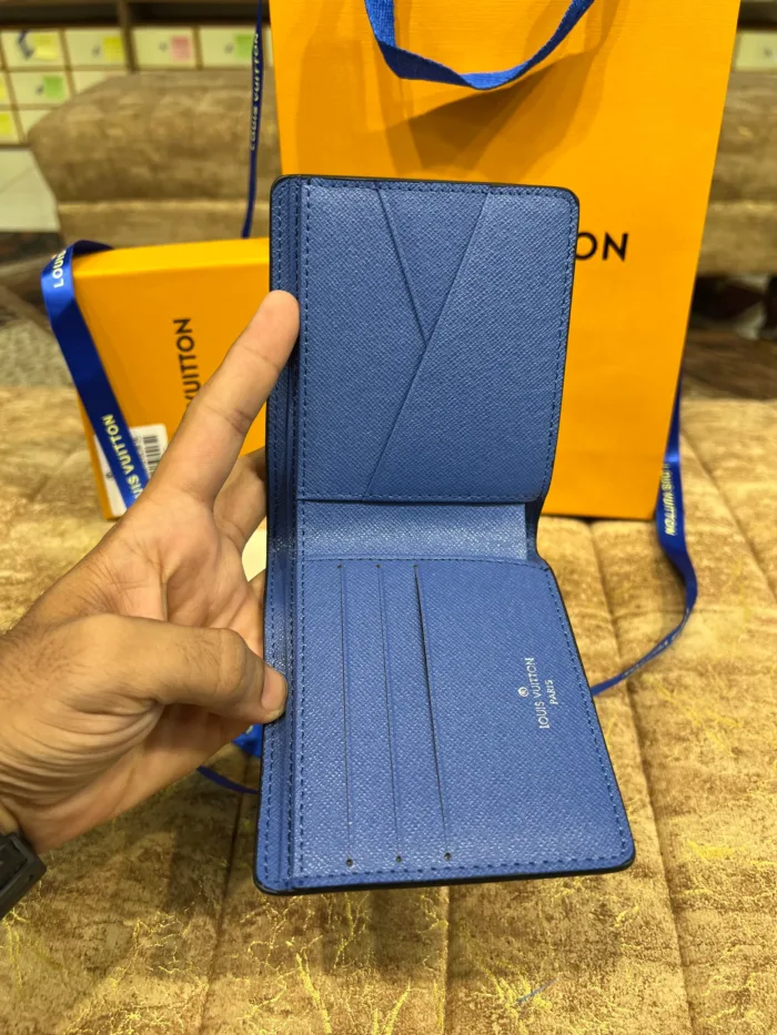 LV Blue Logo Printed Wallet - Image 4
