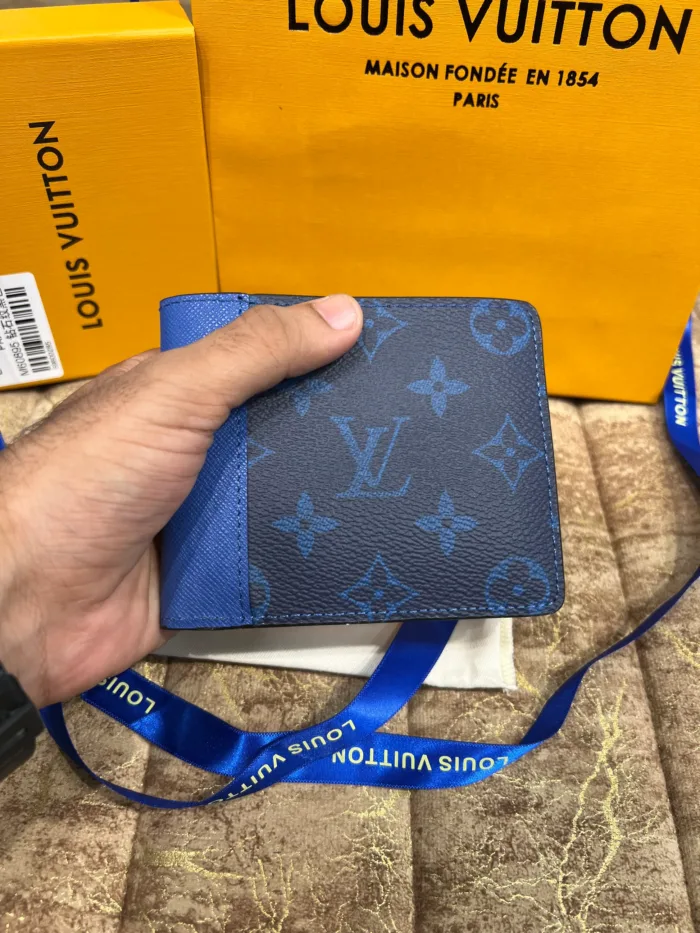 LV Blue Logo Printed Wallet - Image 6