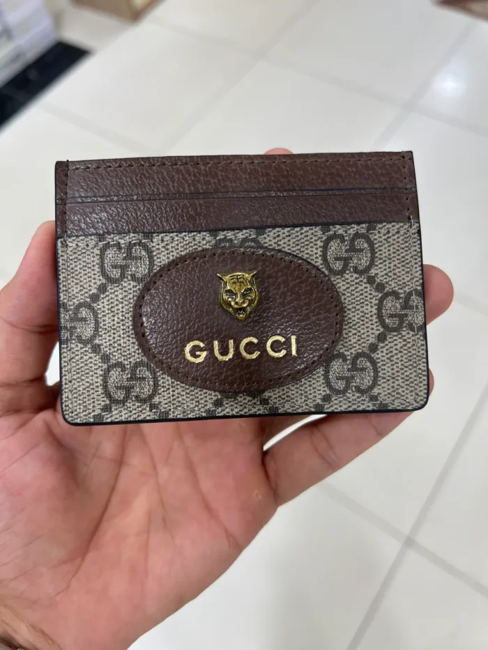 Gucci Tiger Brown Leather Cardholder Wallet - Image 3