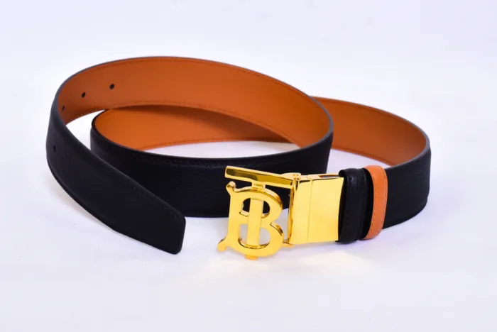 Burberry TB Logo Black Orange Belt - Image 3