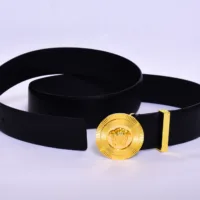 Versace Round Golden Logo Black Belt - Image 3