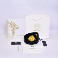 Versace Round Golden Logo Black Belt